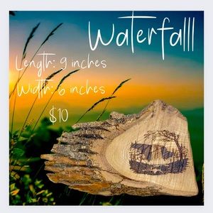 Unique wood waterfall laser engraved piece